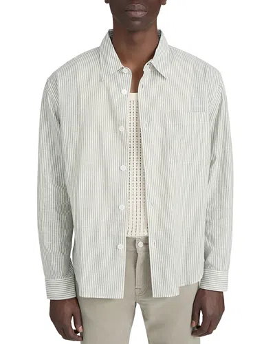 Frame Linen Blend Striped Shirt In Neutral