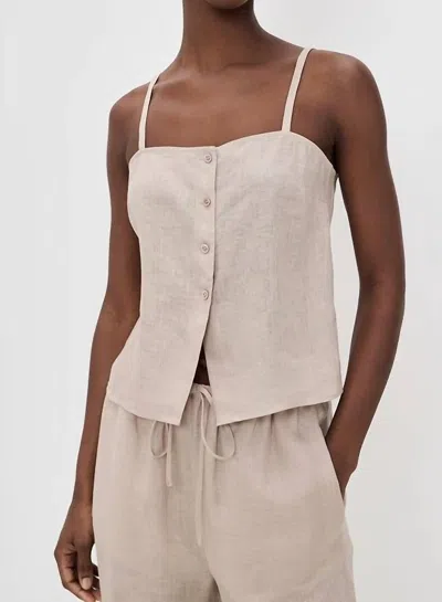 Frame Linen Button Camisole In Flax In Beige