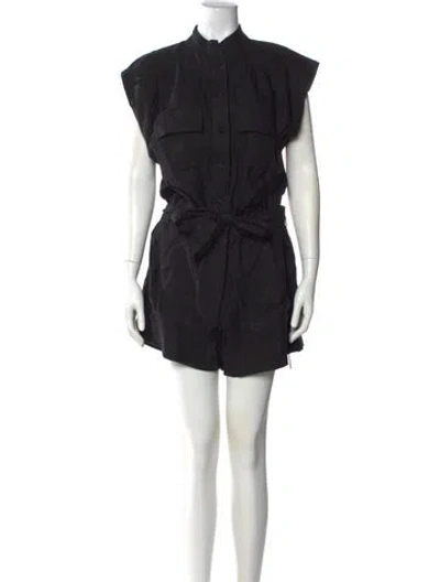 Pre-owned Frame Linen Crew Neck Romper In Black