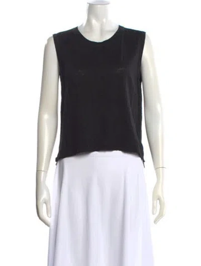 Pre-owned Frame Linen Crew Neck Top In Black
