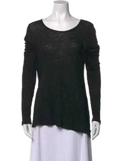 Pre-owned Frame Linen Crew Neck Top In Black