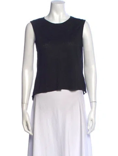 Pre-owned Frame Linen Crew Neck Top In Blue