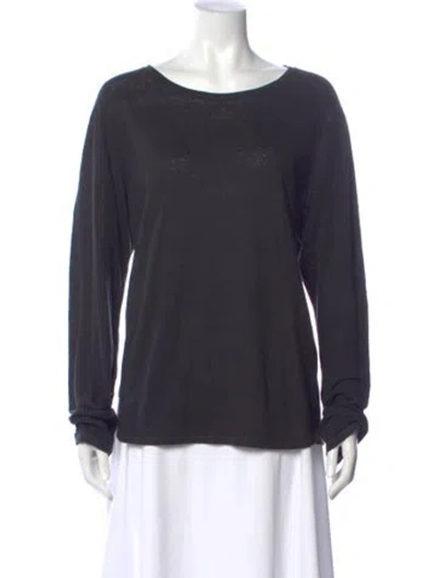 Pre-owned Frame Linen Crew Neck Top In Gray