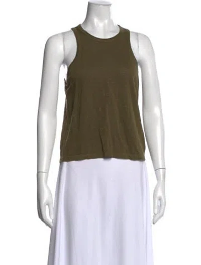 Pre-owned Frame Linen Crew Neck Top In Green
