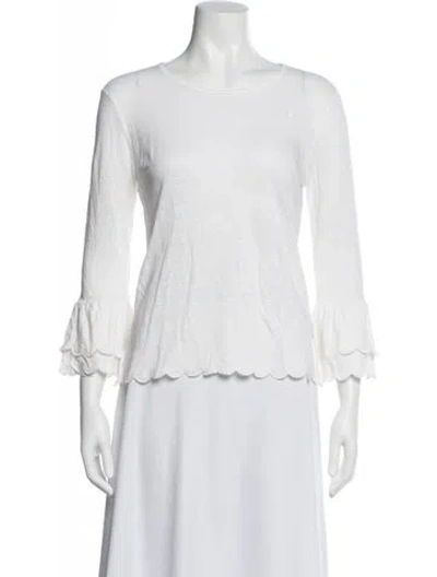 Pre-owned Frame Linen Crew Neck Top W/ Tags In White