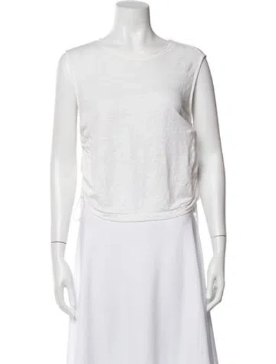 Pre-owned Frame Linen Crew Neck Top In White