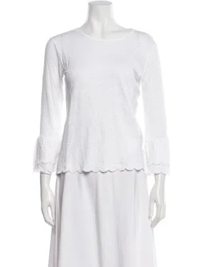 Pre-owned Frame Linen Crew Neck Top In White