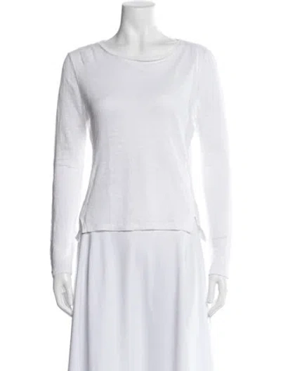 Pre-owned Frame Linen Crew Neck Top In White