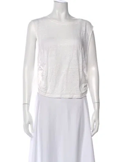 Pre-owned Frame Linen Crew Neck Top In White