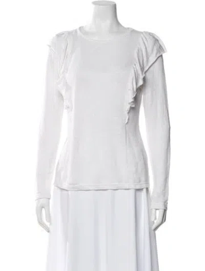 Pre-owned Frame Linen Crew Neck Top In White