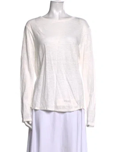Pre-owned Frame Linen Crew Neck Top In White