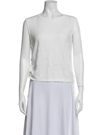Pre-owned Frame Linen Crew Neck Top In White