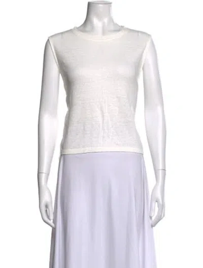 Pre-owned Frame Linen Crew Neck Top In White