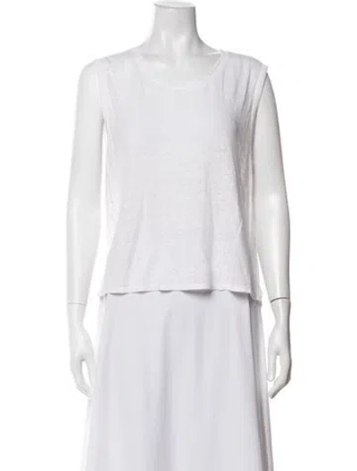 Pre-owned Frame Linen Crew Neck Top In White