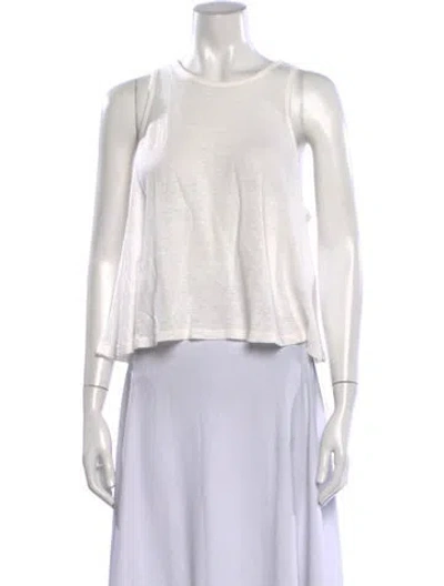 Pre-owned Frame Linen Crew Neck Top In White
