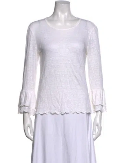 Pre-owned Frame Linen Crew Neck Top In White