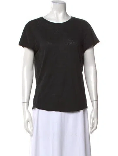 Pre-owned Frame Linen Crew Neck T-shirt In Black