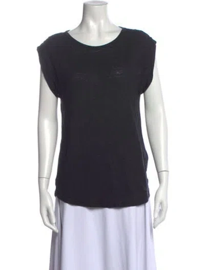 Pre-owned Frame Linen Crew Neck T-shirt In Black