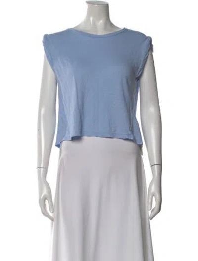 Pre-owned Frame Linen Crew Neck T-shirt In Blue