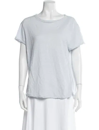 Pre-owned Frame Linen Crew Neck T-shirt In Blue
