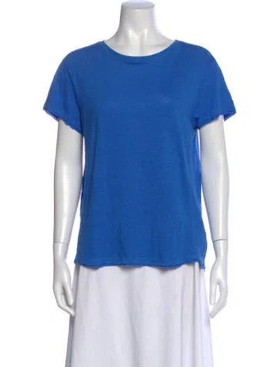 Pre-owned Frame Linen Crew Neck T-shirt In Blue