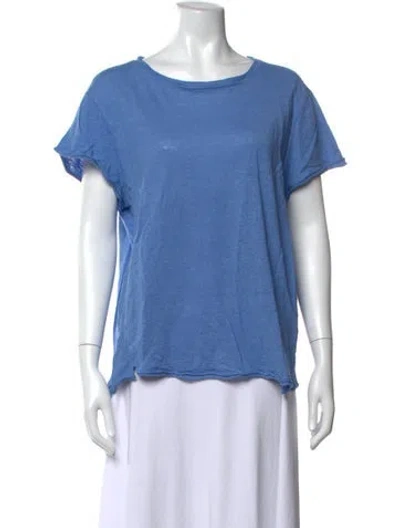 Pre-owned Frame Linen Crew Neck T-shirt In Blue
