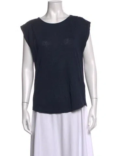 Pre-owned Frame Linen Crew Neck T-shirt In Blue