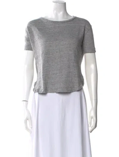 Pre-owned Frame Linen Crew Neck T-shirt In Gray