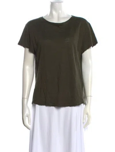 Pre-owned Frame Linen Crew Neck T-shirt In Green