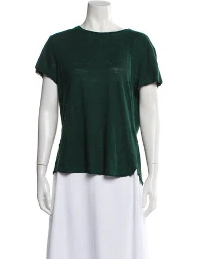 Pre-owned Frame Linen Crew Neck T-shirt In Green