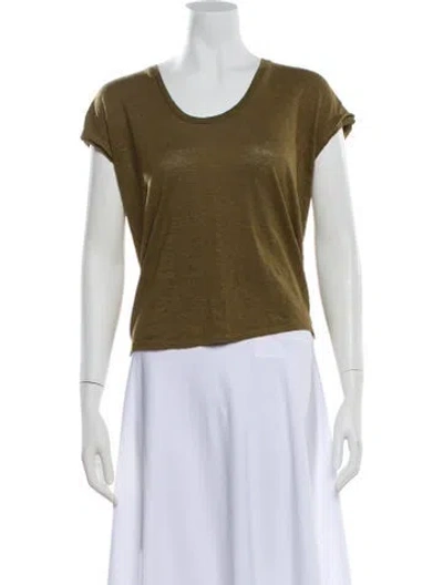 Pre-owned Frame Linen Crew Neck T-shirt In Green