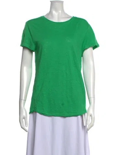 Pre-owned Frame Linen Crew Neck T-shirt In Green