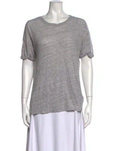 Pre-owned Frame Linen Crew Neck T-shirt In Grey