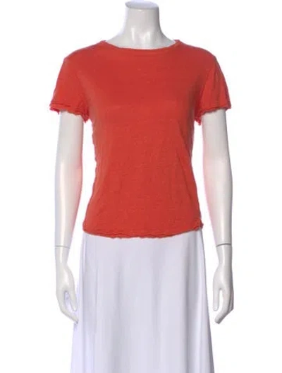 Pre-owned Frame Linen Crew Neck T-shirt In Orange
