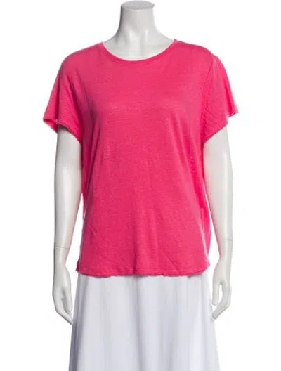 Pre-owned Frame Linen Crew Neck T-shirt In Pink