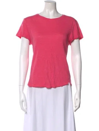 Pre-owned Frame Linen Crew Neck T-shirt In Pink