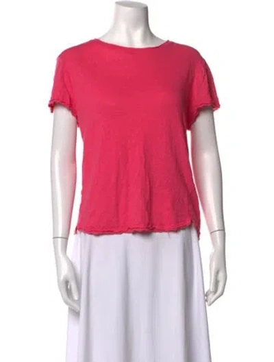 Pre-owned Frame Linen Crew Neck T-shirt In Pink
