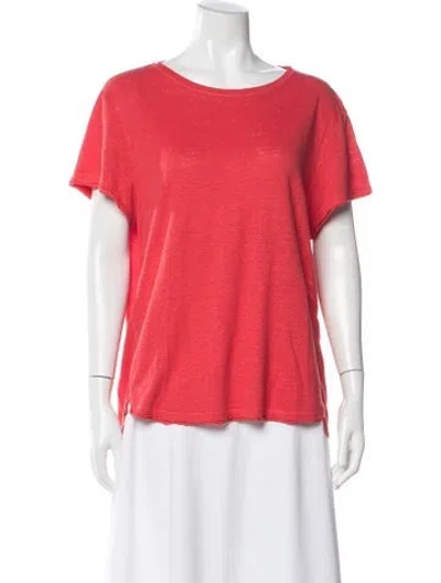 Pre-owned Frame Linen Crew Neck T-shirt In Red
