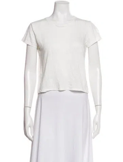 Pre-owned Frame Linen Crew Neck T-shirt In White