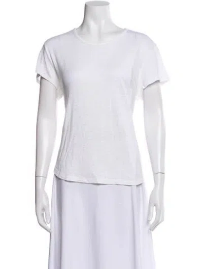 Pre-owned Frame Linen Crew Neck T-shirt In White