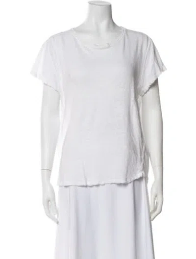 Pre-owned Frame Linen Crew Neck T-shirt In White
