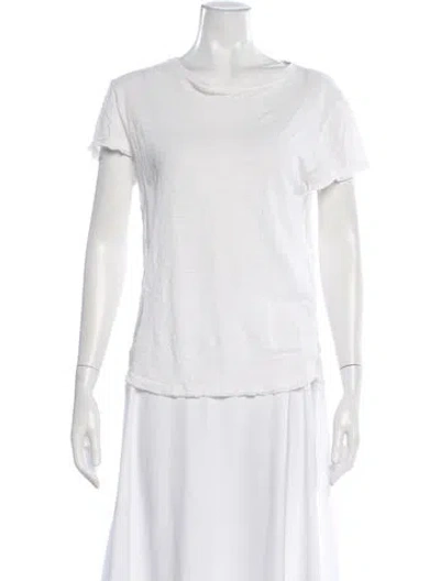 Pre-owned Frame Linen Crew Neck T-shirt In White