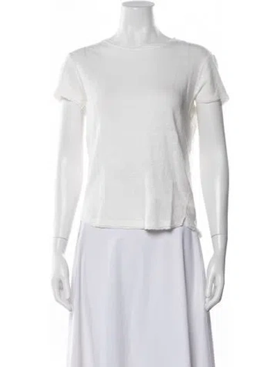 Pre-owned Frame Linen Crew Neck T-shirt In White
