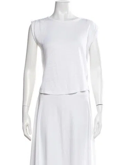 Pre-owned Frame Linen Crew Neck T-shirt In White