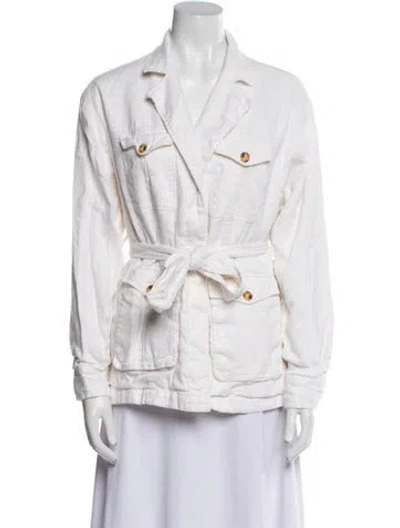 Pre-owned Frame Linen Denim Jacket In White