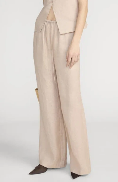 Frame Linen Drawstring Lounge Pants In Neutral