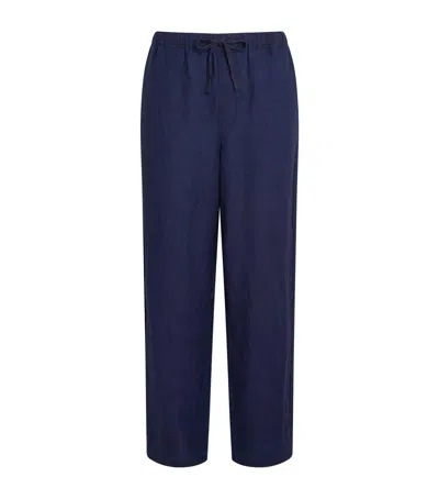 Frame Linen Drawstring Trousers In Black