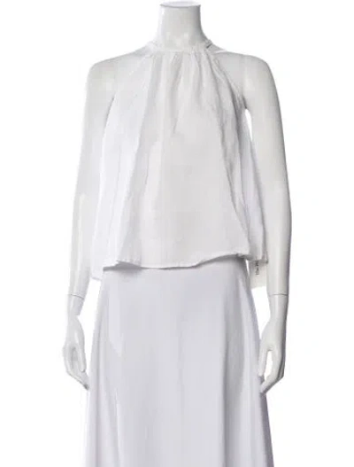 Pre-owned Frame Linen Halterneck Top In White