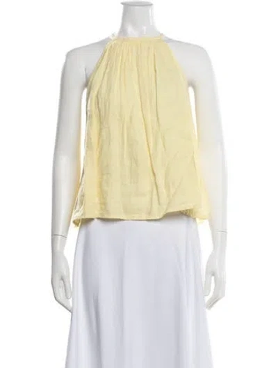Pre-owned Frame Linen Halterneck Top In Yellow