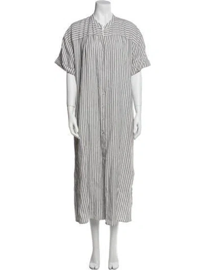Pre-owned Frame Linen Long Dress In White